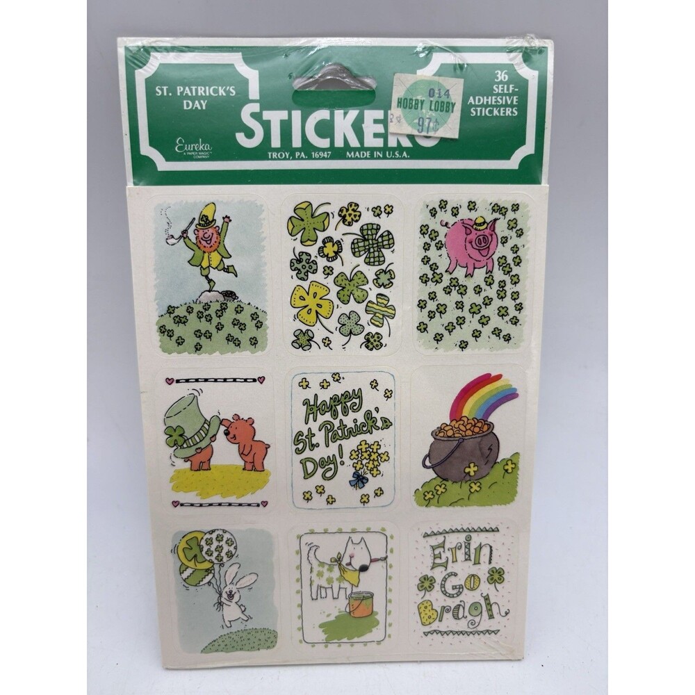 Vintage Eureka St Patrick’s Day Stickers 36 Count Sealed Made USA 65252